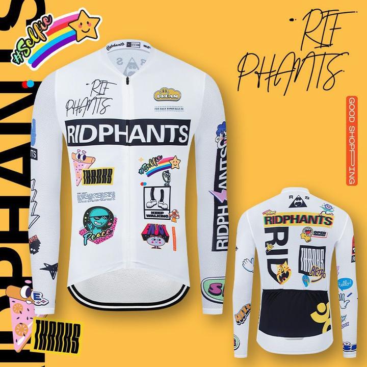 涂鸦贴图秋冬款骑行服薄款与抓绒长袖男女骑行服单车保暖户外情侣