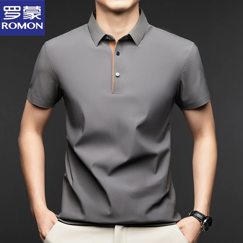 罗蒙爆款POLO衫男士短袖T恤夏季新款商务休闲翻领半袖纯色上衣