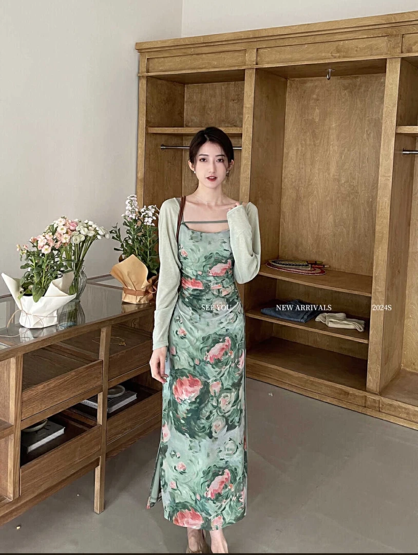 主播同款连衣裙碎花气质显瘦长袖