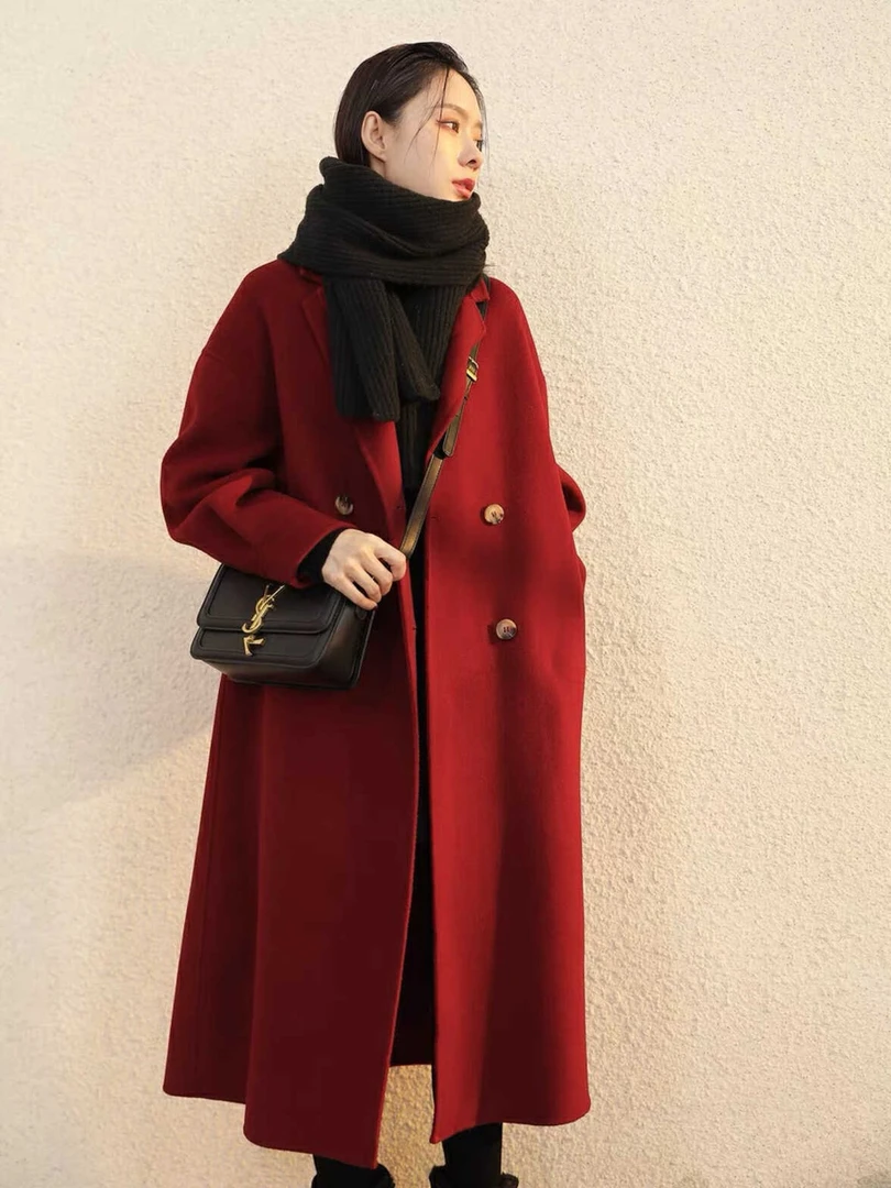 刘姐原创撤柜韩系双面羊绒大衣外套48小时发货