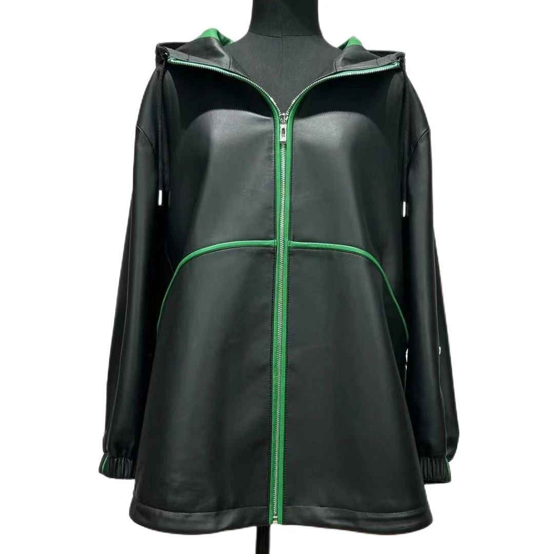 艾尼菲雨特价春秋款绵羊皮宽松休闲时尚单装真皮中长款外套皮衣