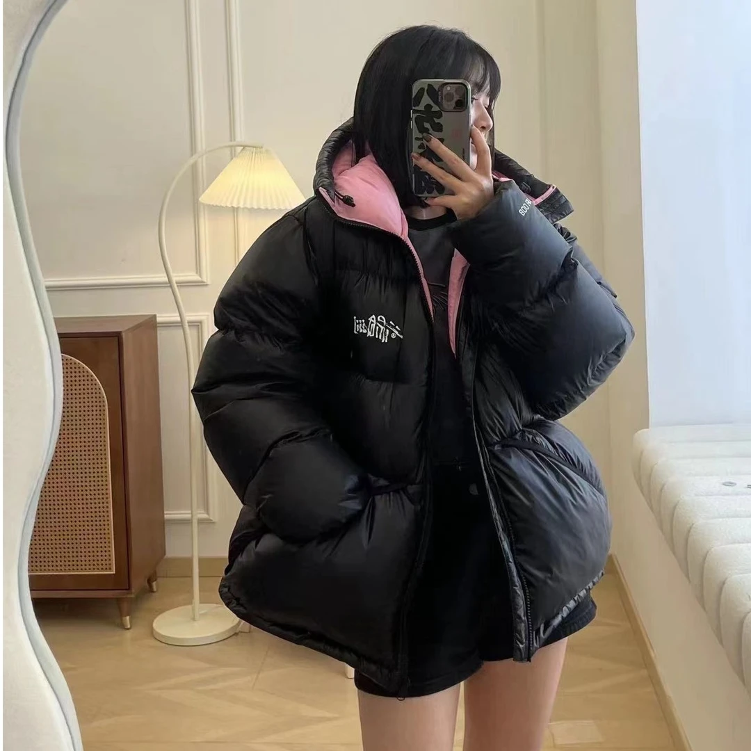 【冰美式】新款90新国标白鸭绒韩版加厚羽绒服连帽面包服百搭