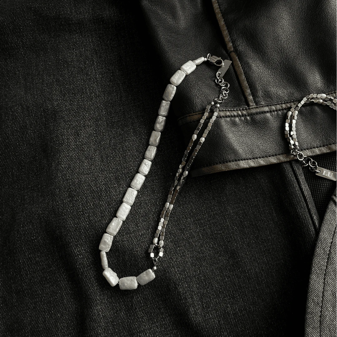 钛钢项链 钛钢项链 【塔鹿蕾】设计师高订轻奢拼接贝壳蛋项链4208