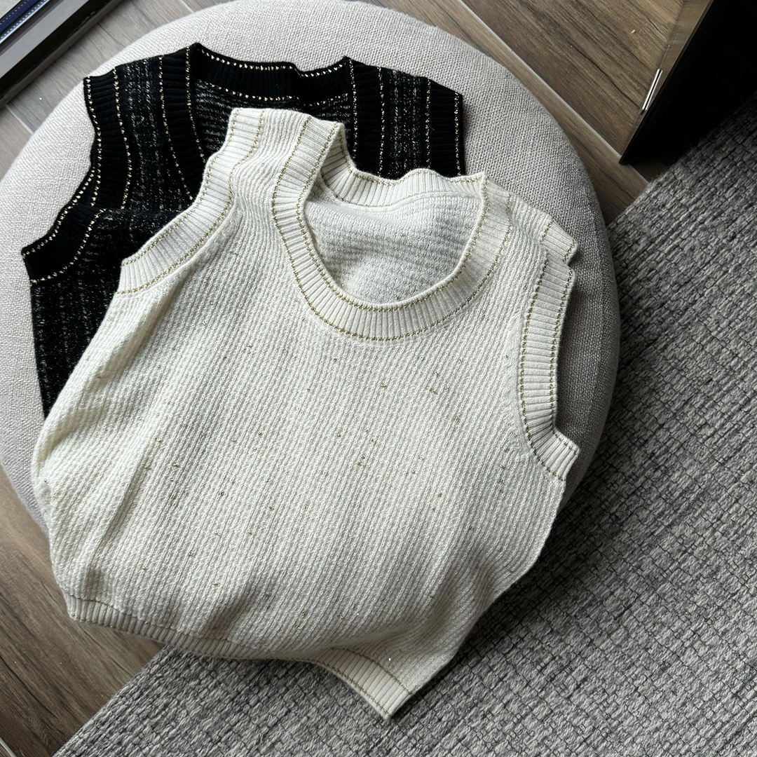 【塔鹿蕾】设计师2024年秋冬新款轻奢百搭羊绒针织简约背心7891