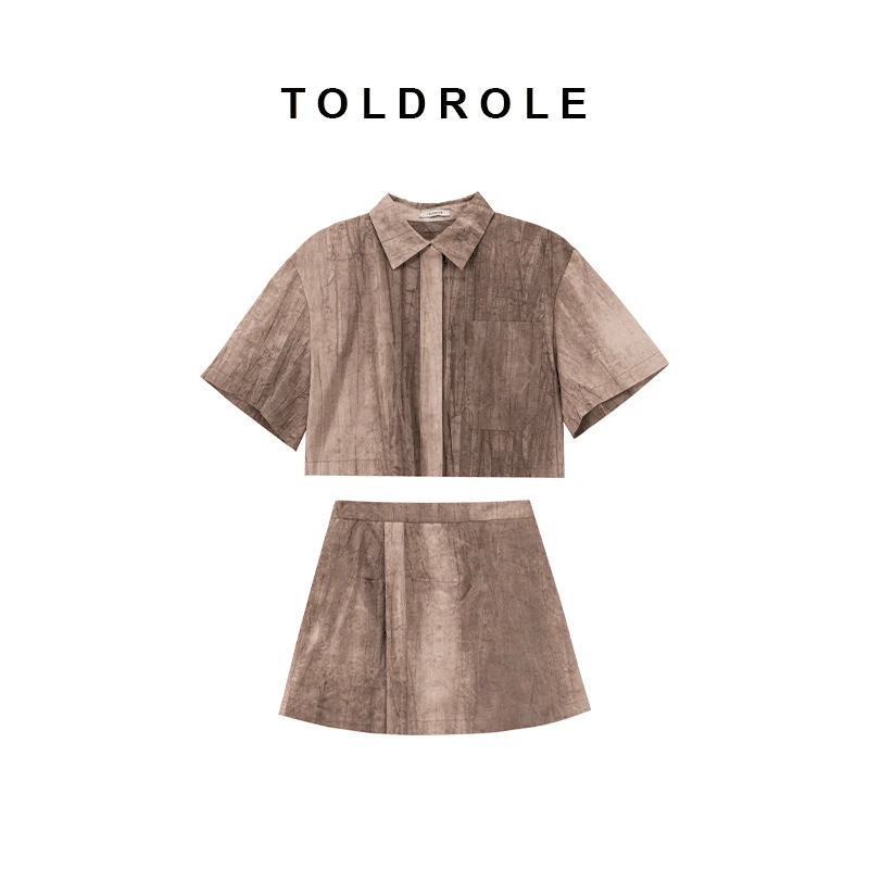 【塔鹿蕾】设计师时尚复古新款短袖扎染撞色套装198/199