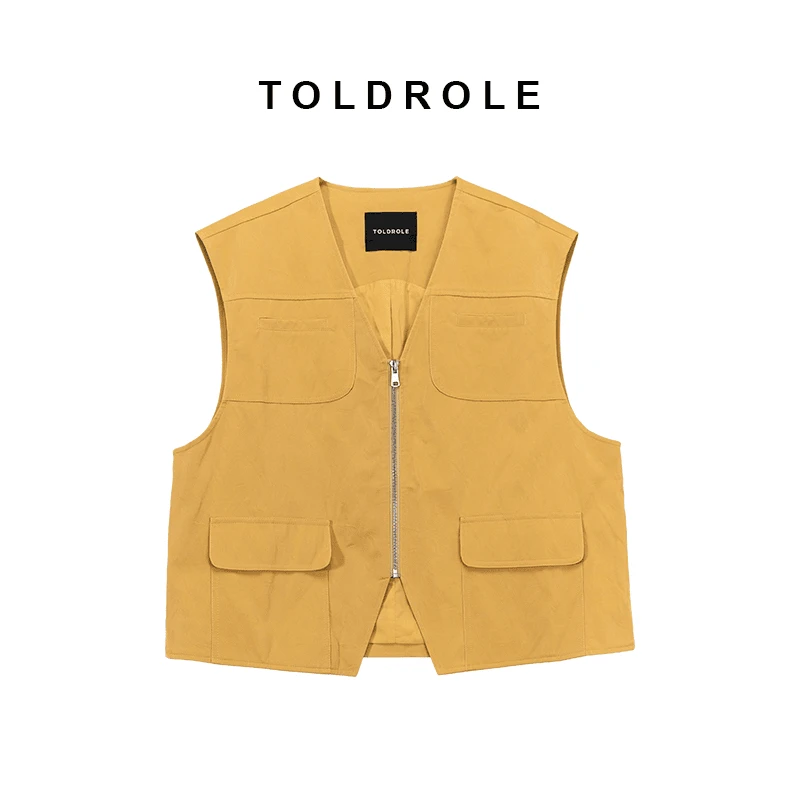 【塔鹿蕾】设计师春夏时尚百搭新款休闲多口袋简约马甲86-204