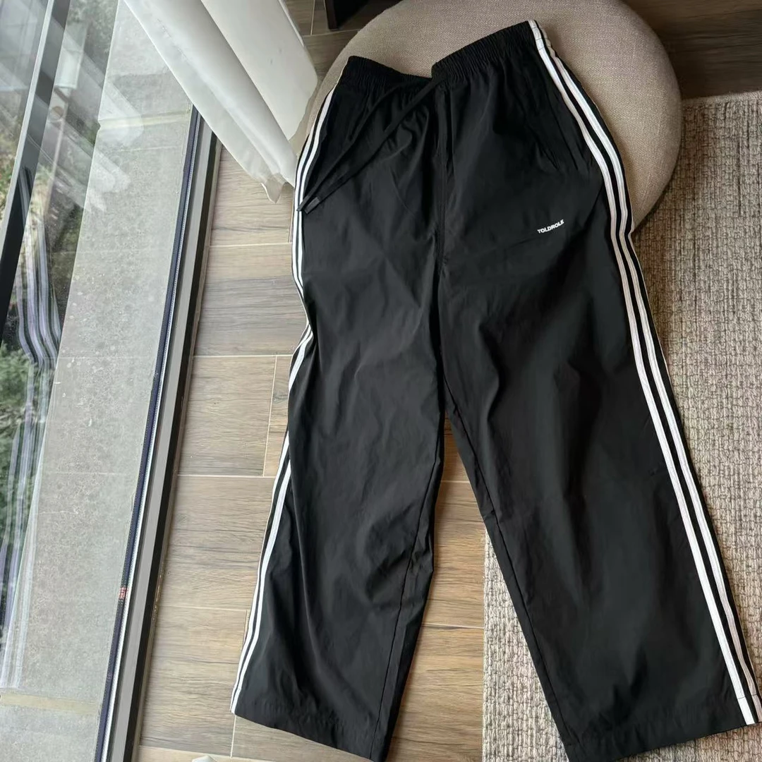 【塔鹿蕾】设计师新款百搭防风复古拼色三条杠运动休闲校服长裤503