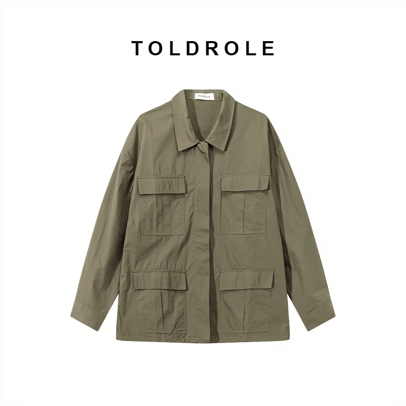 【塔鹿蕾】设计师小众时尚休闲纯色宽松韩版翻领多口袋外套A231