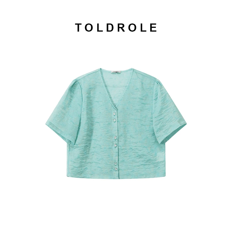 【塔鹿蕾】设计师时尚百搭宽松夏季薄款肌理感V领开衫上衣A227