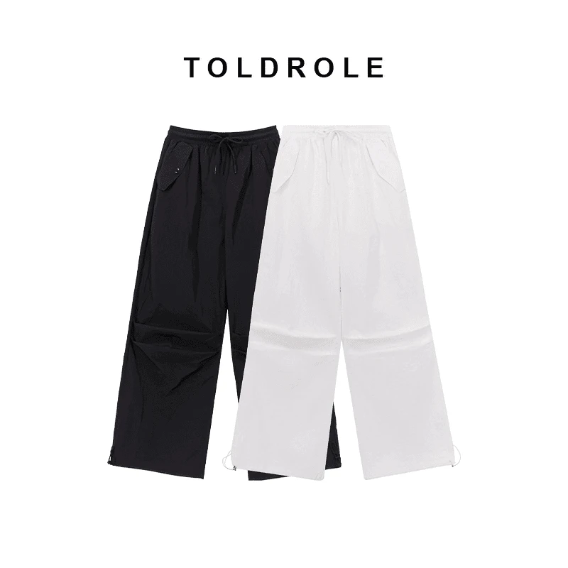 【塔鹿蕾】设计师春夏宽松时尚休闲新款纯色褶皱抽绳休闲裤209