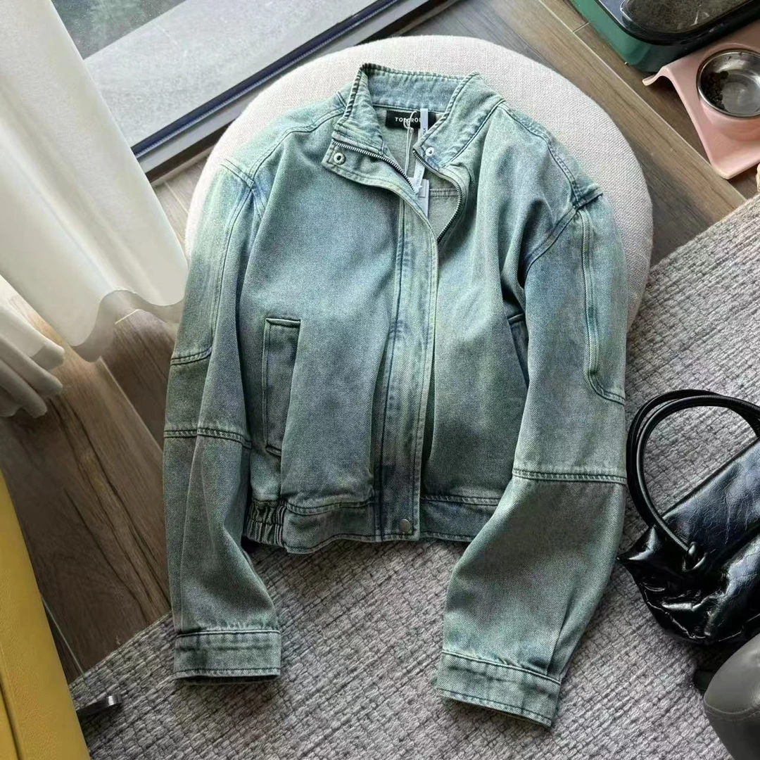 【塔鹿蕾】24秋季新款复古风宽松设计感休闲短款牛仔外套7068