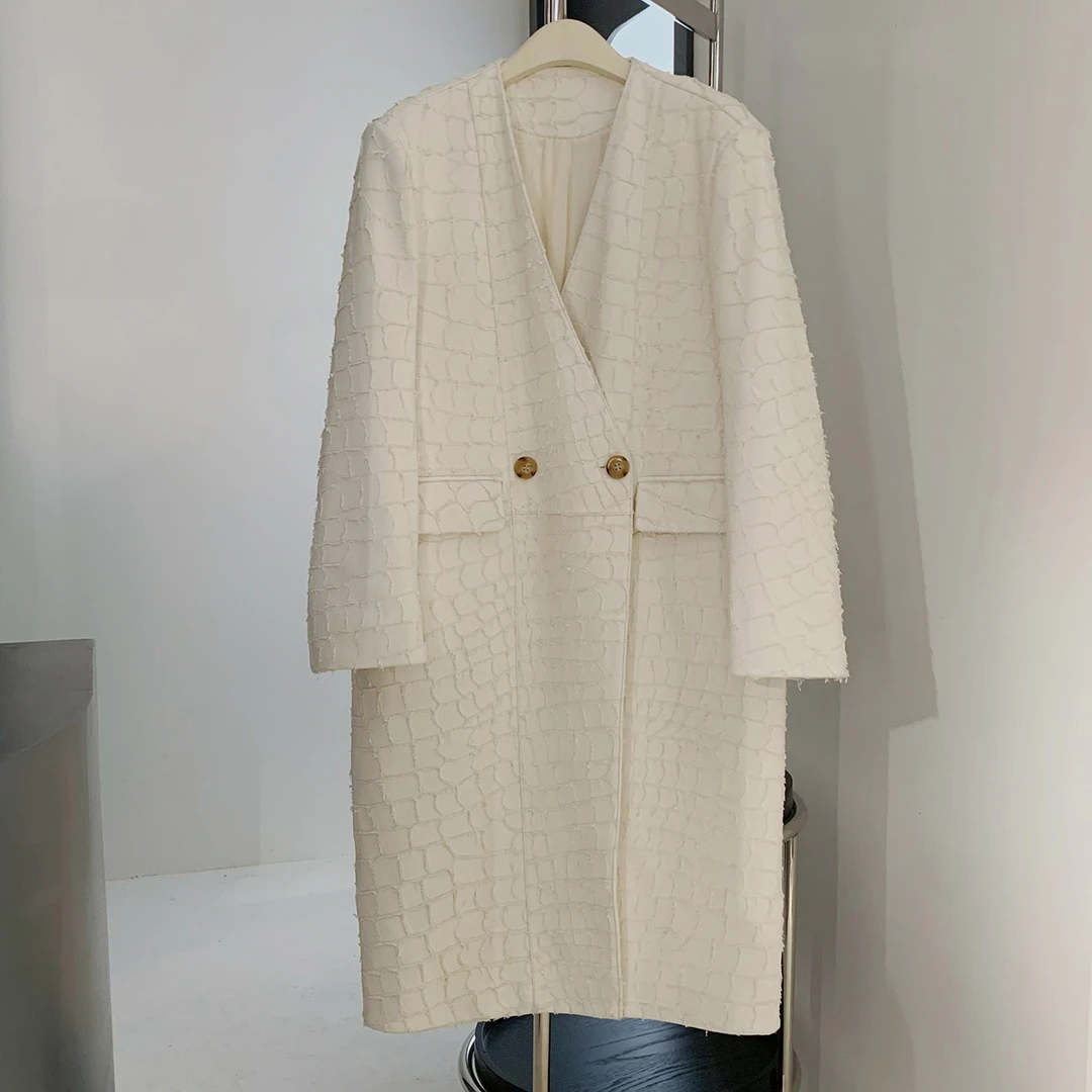 【塔鹿蕾】设计师定制秋冬新款轻奢简约暗格中长款皮衣风衣3083