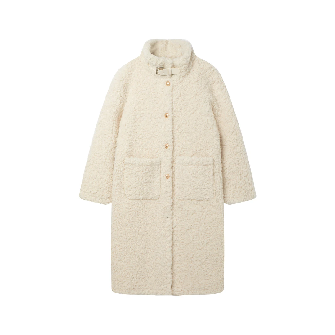 立领机车风中长款毛毛大衣冬季新款保暖加厚女7205