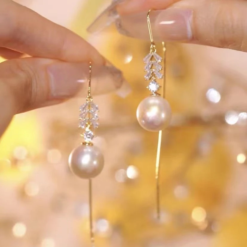 铜合金仿珍珠耳饰 轻奢气质长款流苏耳线女2023年新款潮时尚耳环