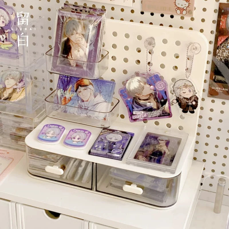 直播洞洞板置物架吧唧收纳盒抽屉展示架二次元周边手办徽章小卡