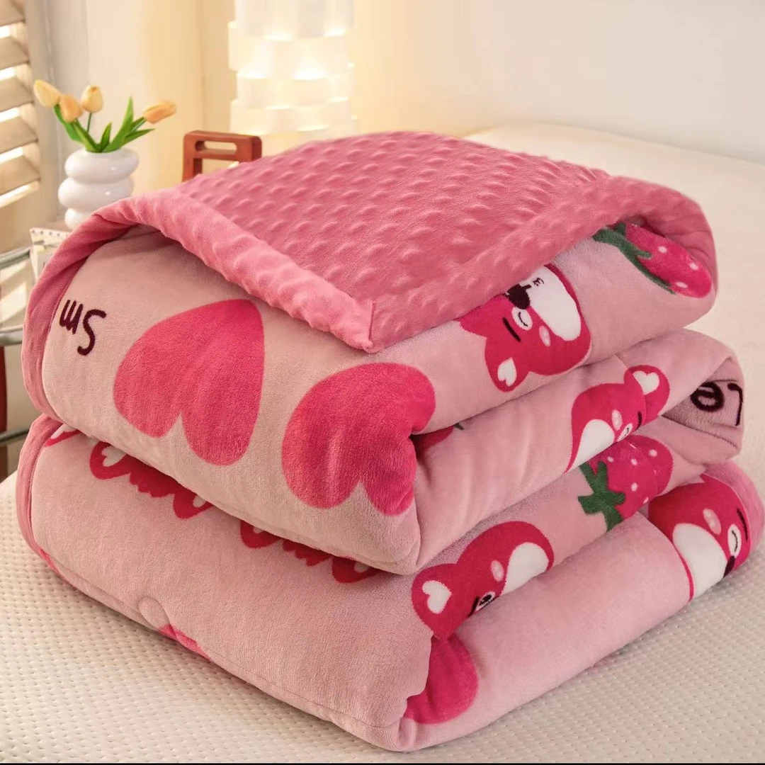 新款加绒加厚牛奶被秋冬双面绒学生宿舍单双人保暖可机洗豆豆绒被