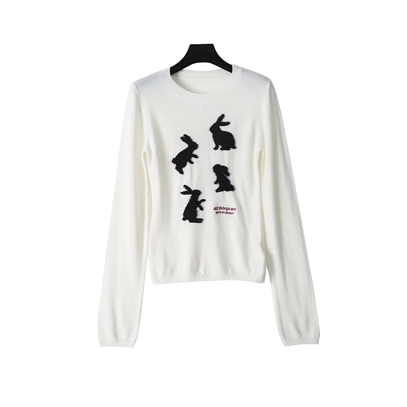 兔子圆领短款修身针织衫小香风CEA6959