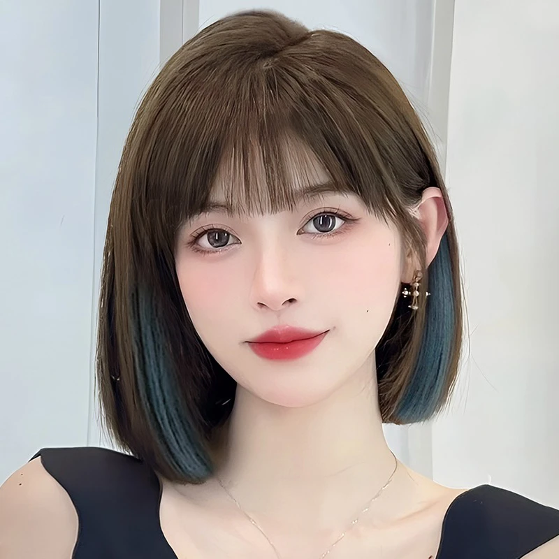 【水星恋序】假发女款小清新挑染洋气减龄挂耳染波波头透气全头套