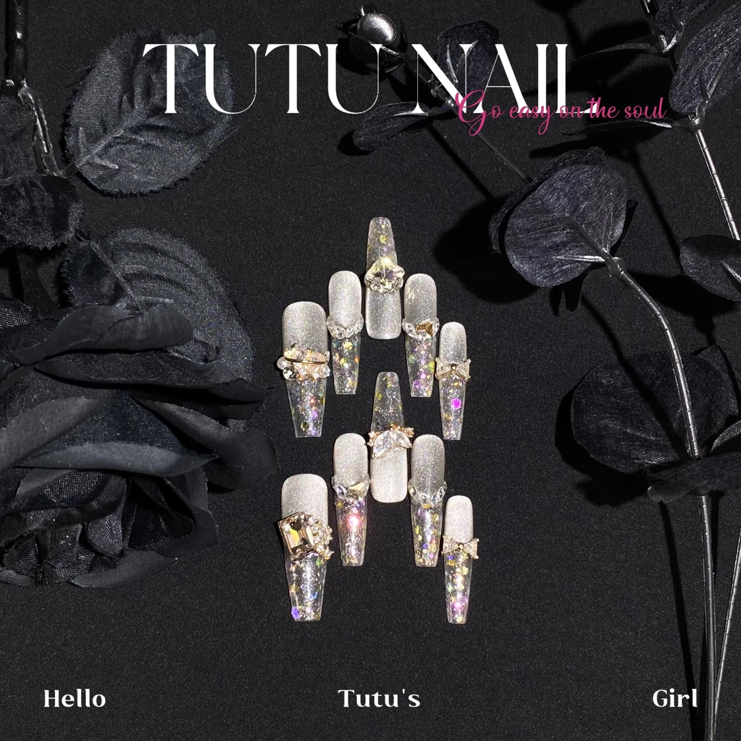 【晚枫】TUTU NAIL手工穿戴甲秋冬显白美甲重工气质猫眼香槟金高级