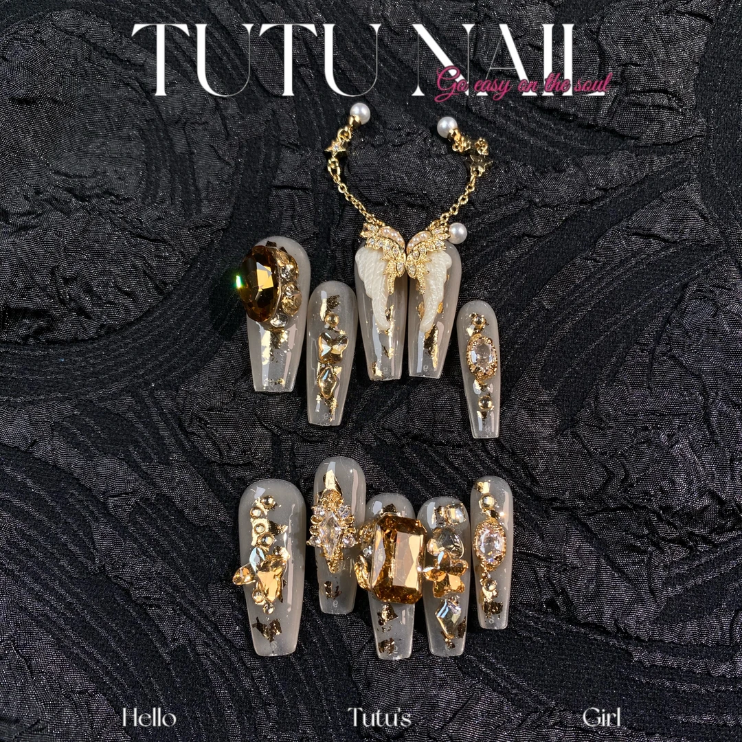 【大天使】TUTU NAIL手工穿戴甲可拆卸美甲重工赠品长T金婚甲翅膀