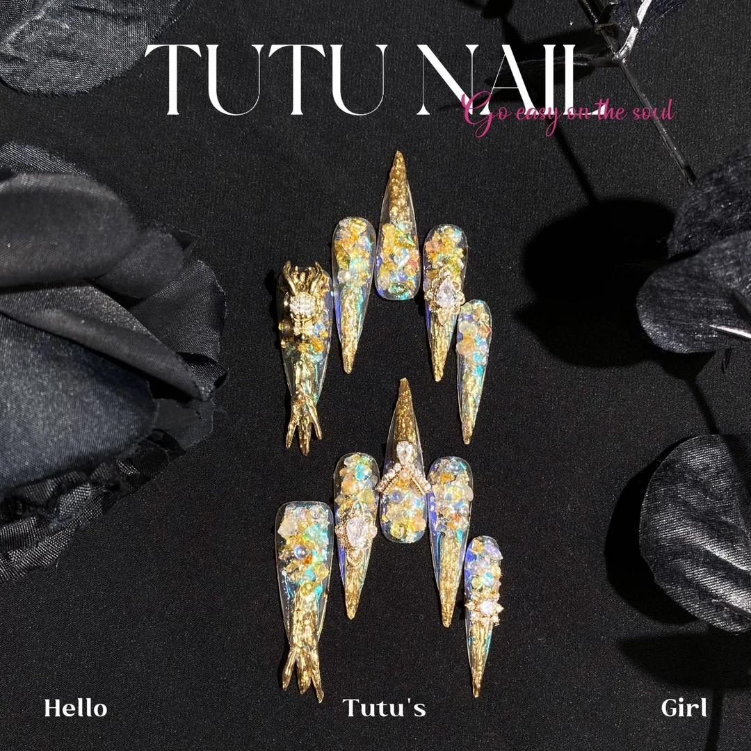 【镜妖女帝版】TUTU NAIL手工穿戴婚甲美重工金魔镜粉陈都灵龙奢华