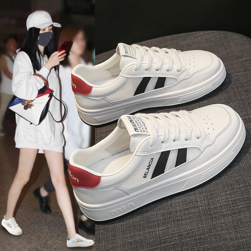 瑞力潮小白鞋女鞋新款夏季百搭透气鞋爆款运动板鞋白鞋平鞋子厚底