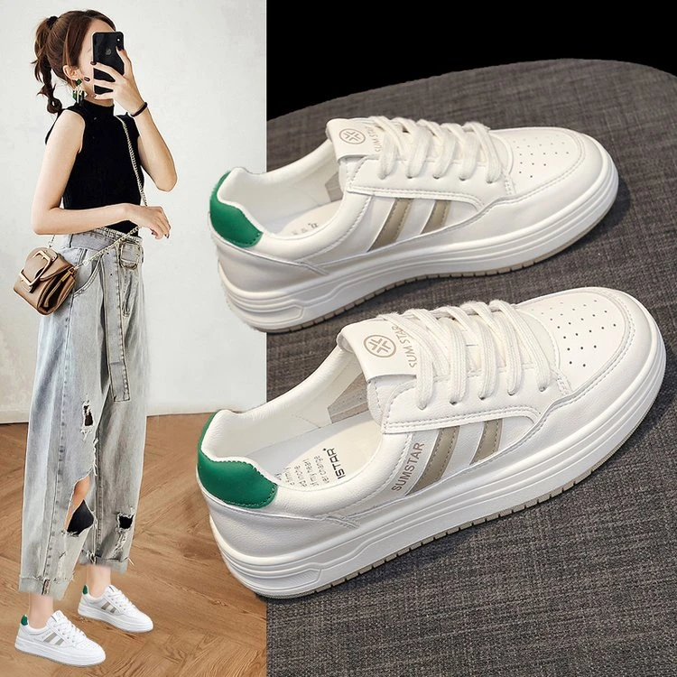 小白鞋女鞋春秋平厚底2025流行透气新款爆款学生百搭休闲运动板鞋
