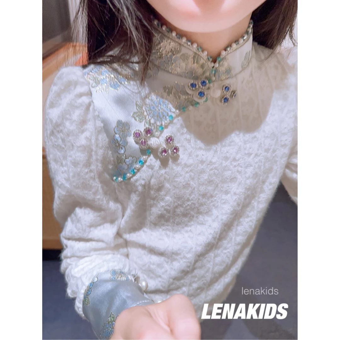 【现货】【国风内搭·重工蕾丝·加绒加厚】女童针织衫外套23112403