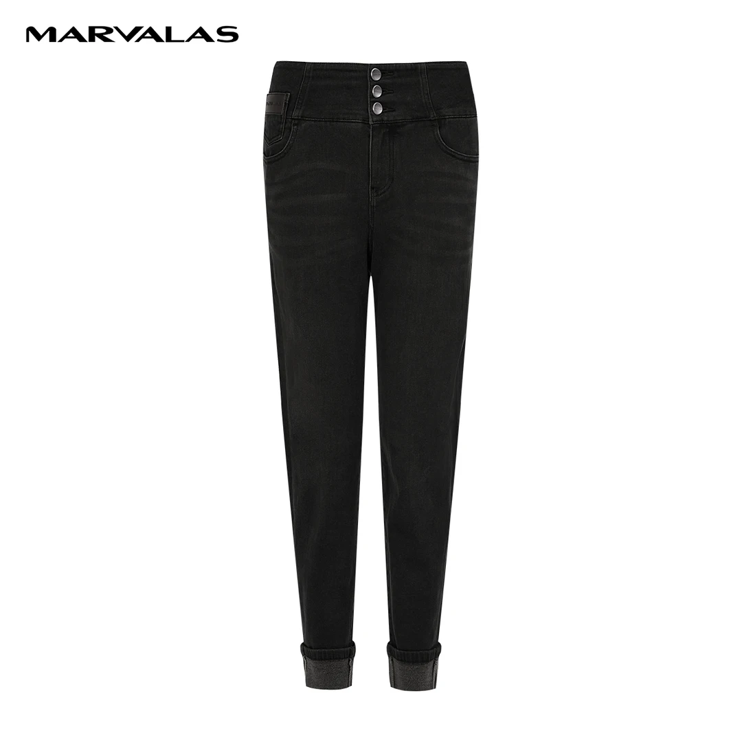 【商场同款】曼德诗棉质牛仔裤秋冬显瘦修身直筒小脚裤M103302659