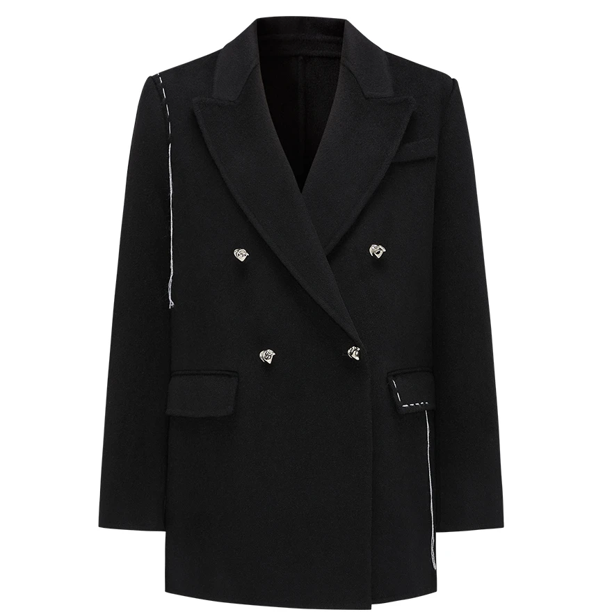 【专柜同款】设计款全绵羊毛双面毛呢大衣外套Y423307027