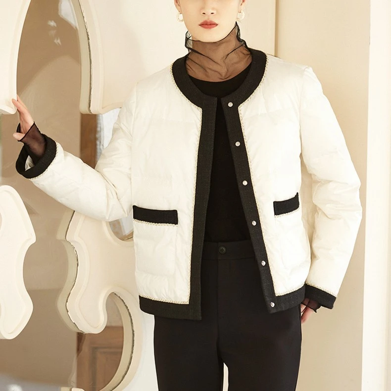 【专柜同款】M427302275曼德诗新款时尚休闲保暖小香风羽绒服外套