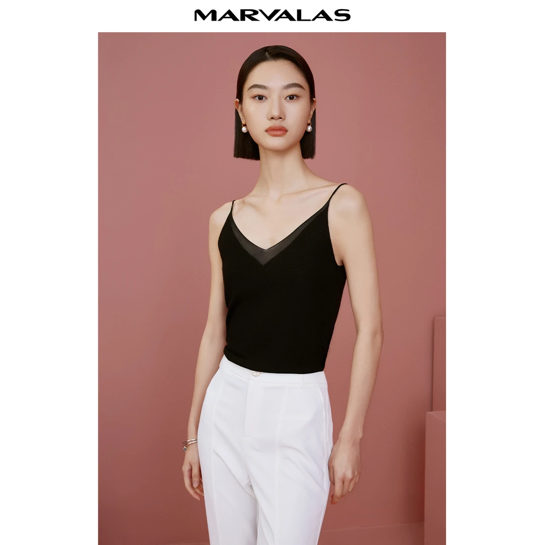 曼德诗蕾丝时尚百搭美背夏季女背心打底吊带M729000742