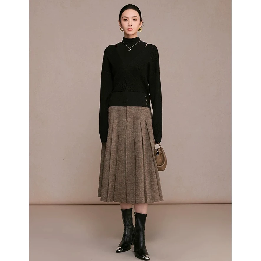 【曼德诗商场同款】曼德诗冬季新款绵羊毛针织衫M733307211