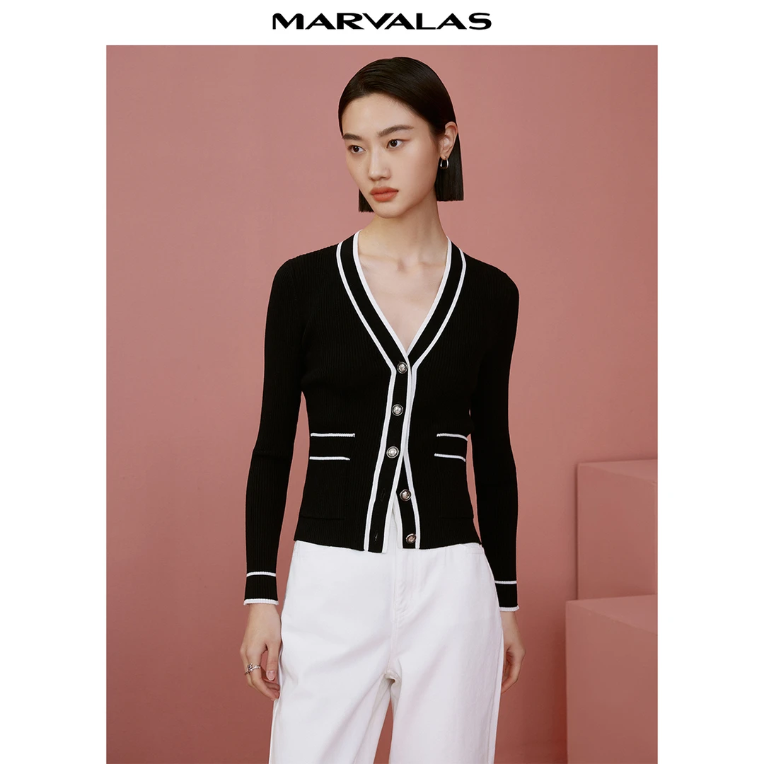 【诗语专属】设计感提花针织衫女长袖针织衫百搭修身M731300752