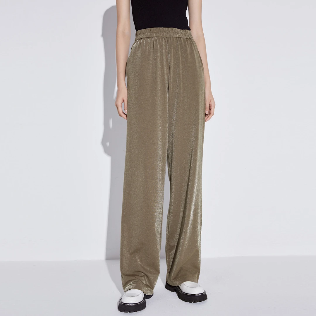 【粉丝专属】山本裤女夏季珠光感薄丝绒高腰百搭阔腿裤松紧腰冰丝裤