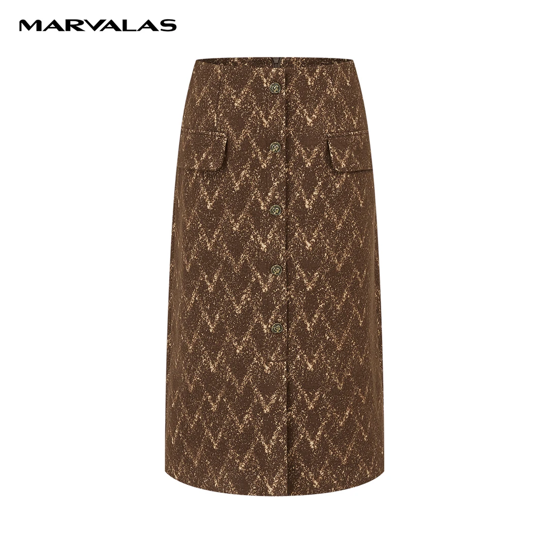 【诗语专属】M207302478曼德诗半身裙女秋冬中长款一步包臀裙毛