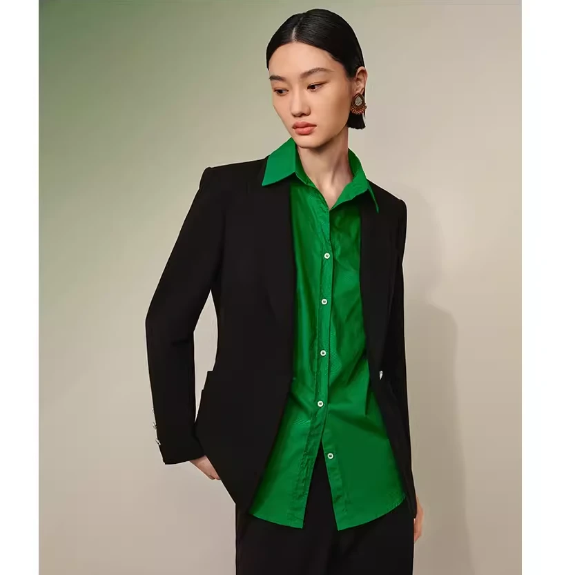 【专柜同款】M423308565曼德诗纯色西服新款商务风修身气质西装外套
