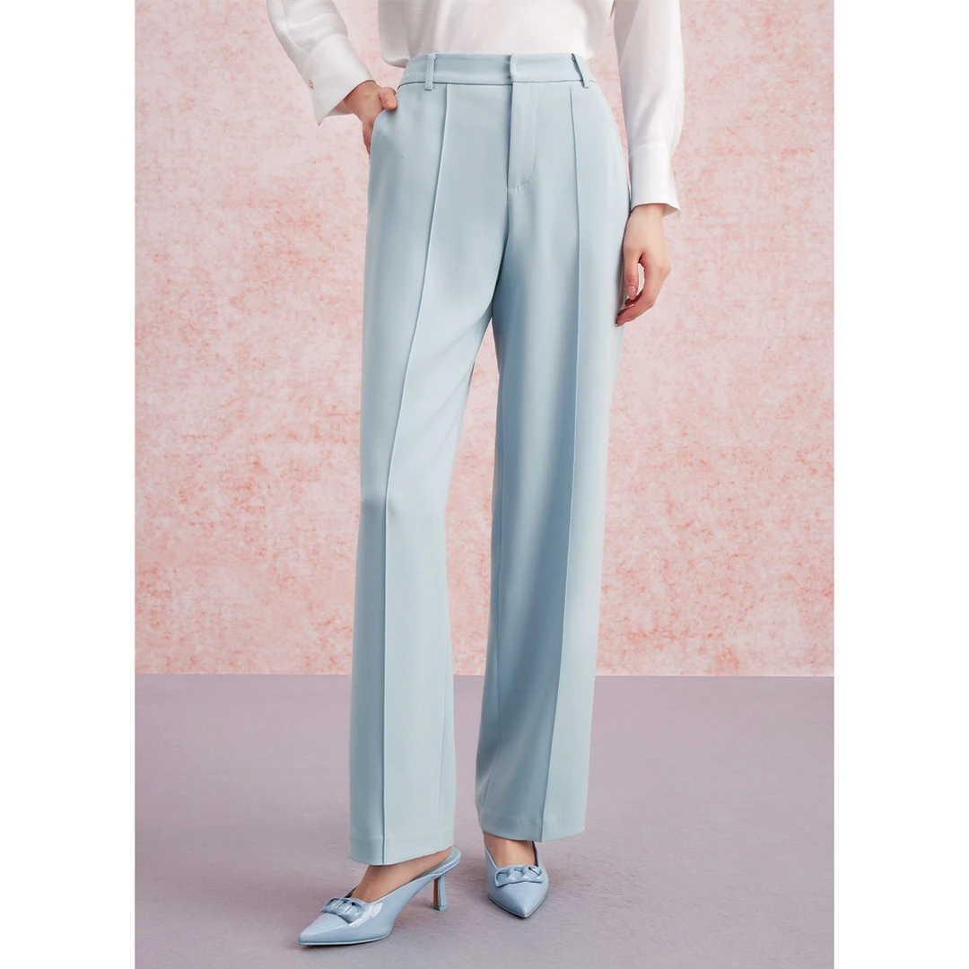 【诗语专属】舒适醋纤休闲裤夏季优雅气质直筒裤高腰纯色西裤