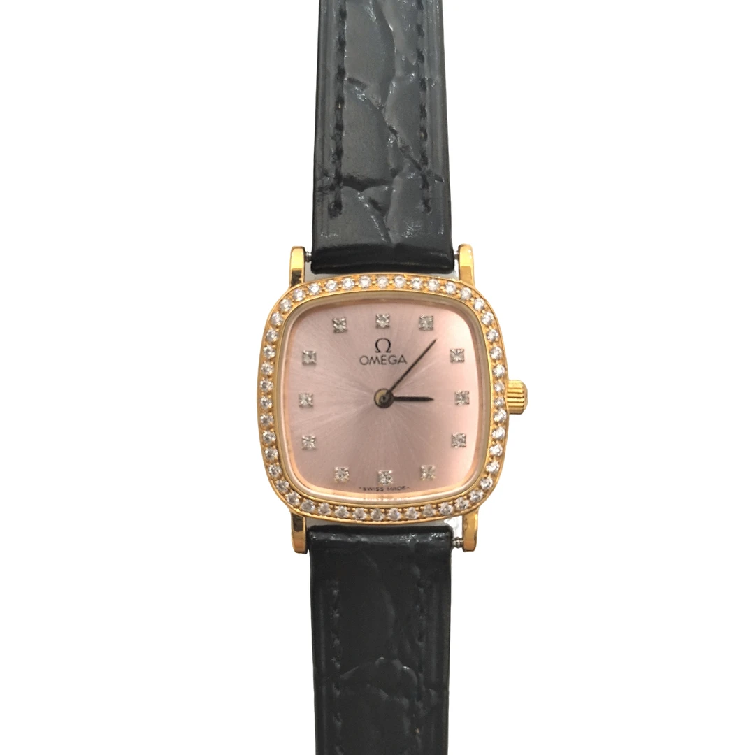 95新 Omega/欧米茄 07876/蝶飞石英表/21方盘/带扣后配/后钻盘