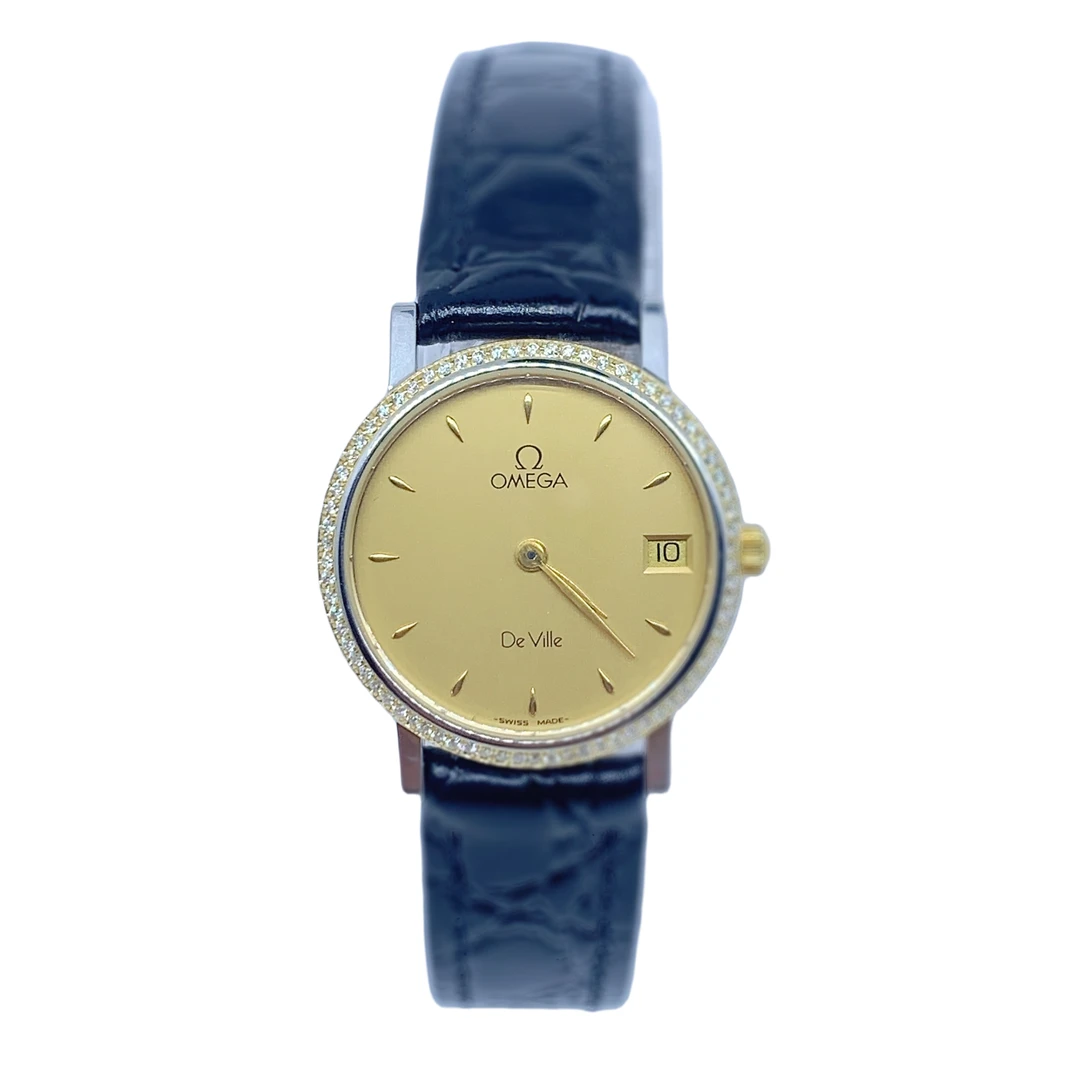 95新 Omega/欧米茄 07691/蝶飞女士石英表/25盘/表带扣后配/后钻