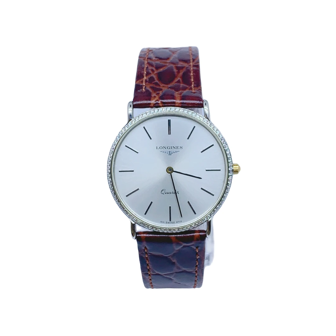 95新 Longines/浪琴 女士石英腕表/33表径/带扣后配/后钻07640
