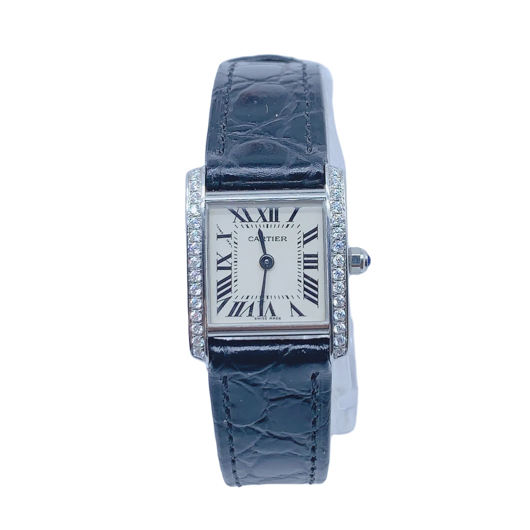 95新 Cartier/卡地亚 女士石英表/20*18方盘/表带扣钻后配/07523