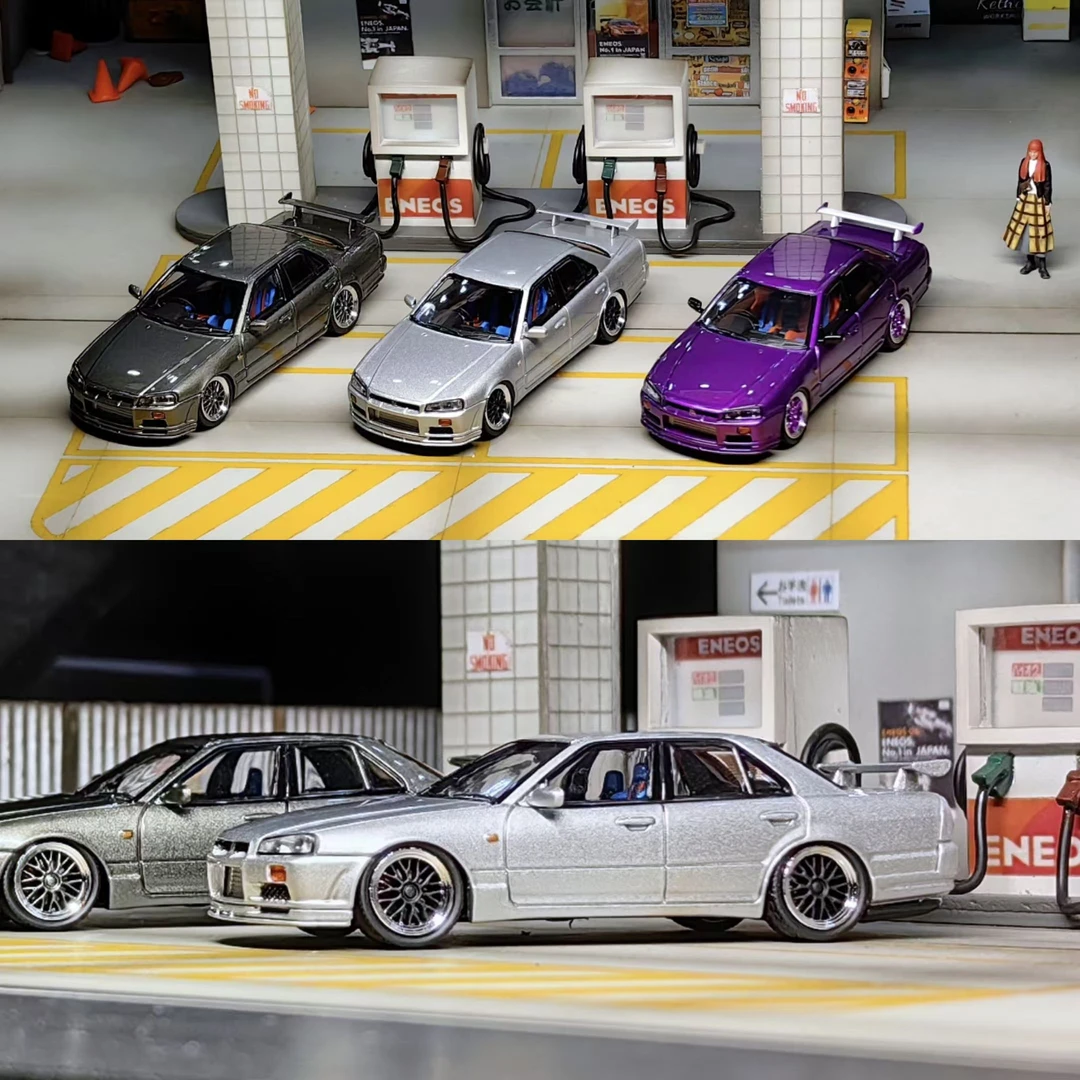 Mortal 1:64 日产 gtr er34 高尾翼版静态合金汽车模型收藏摆件