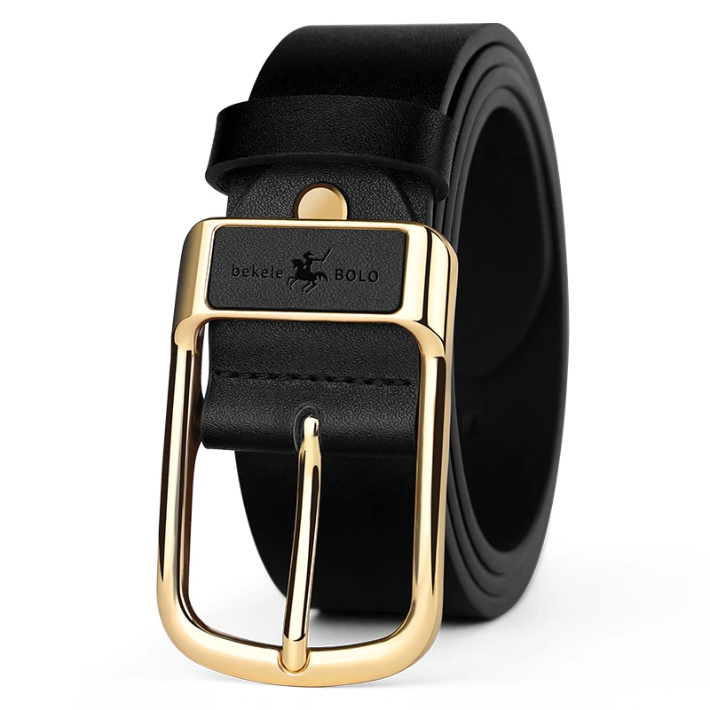 比格尔保罗正品扣皮带针扣牛皮中青年男款牛仔潮流休闲腰带百搭