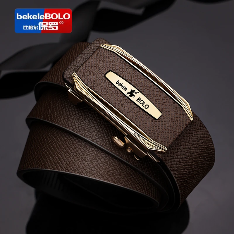 比格尔保罗时尚真皮腰带无牙自动扣休闲商务腰带男款爆款真皮皮带