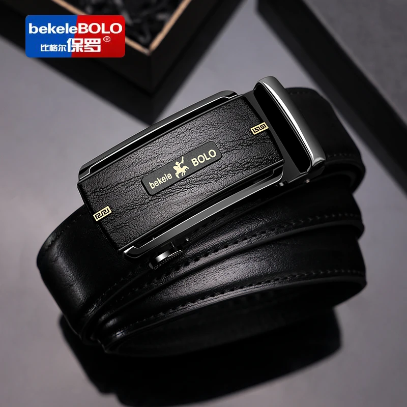 比格尔保罗头层皮带商务自动扣休闲潮流年轻人男士中高档裤腰带