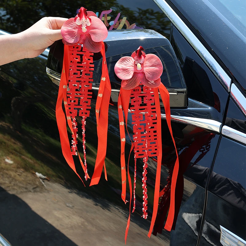 新款结婚车头花婚车2024婚车车门装饰拉花车队主门把手全套仿真花