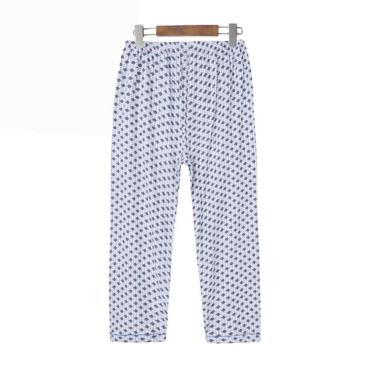 夏季薄款加肥加大纯棉印花中老年男士高腰纯棉全棉针织家居服睡裤