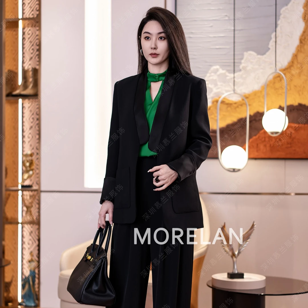 慕兰繁浮夏季新款高级感气质宽松醋酸拼接中长款西装MLW-68807