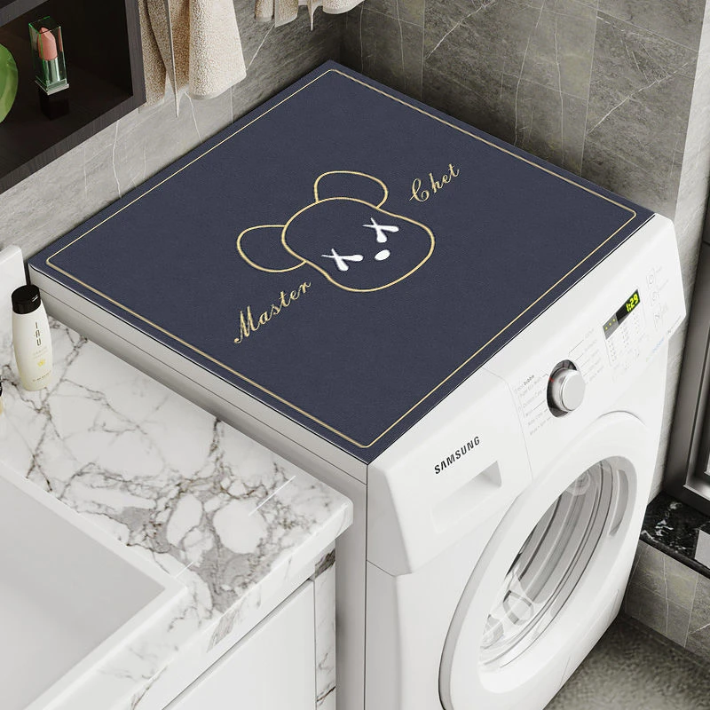 硅藻泥床头柜盖布吸水防滑洗衣机盖垫家用潮牌冰箱防尘罩顶盖布